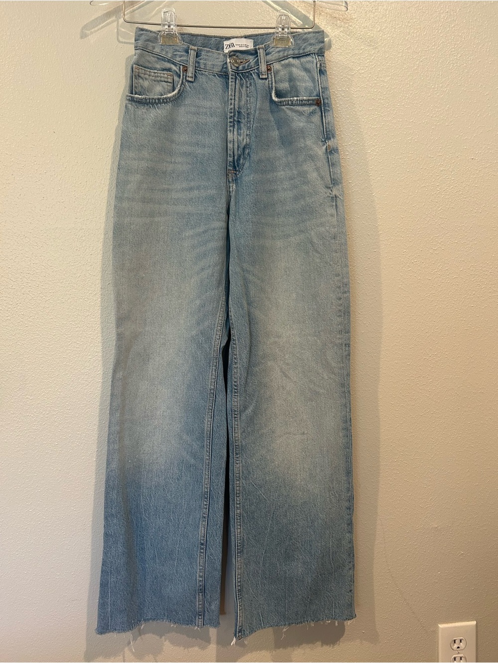 Zara Pale Blue Wide-Leg High-Rise Jeans